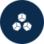 three cubes with vertices pointing forward all in a triangle arrangement